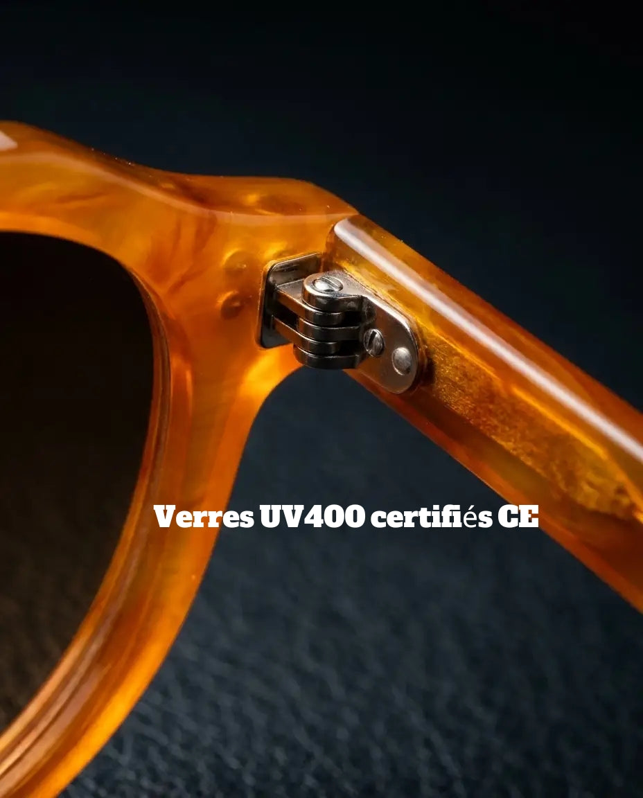 Verres UV400 certifiés CE des lunettes AEB GUILLEE en macro